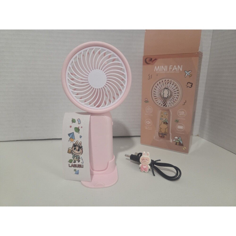Cartoon Bubu Mini Fan 3 Velocities Pink Rechargeable